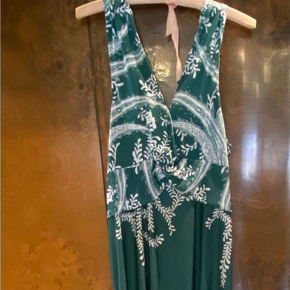 Jon & Anna Forest Green and White Maxi Dress